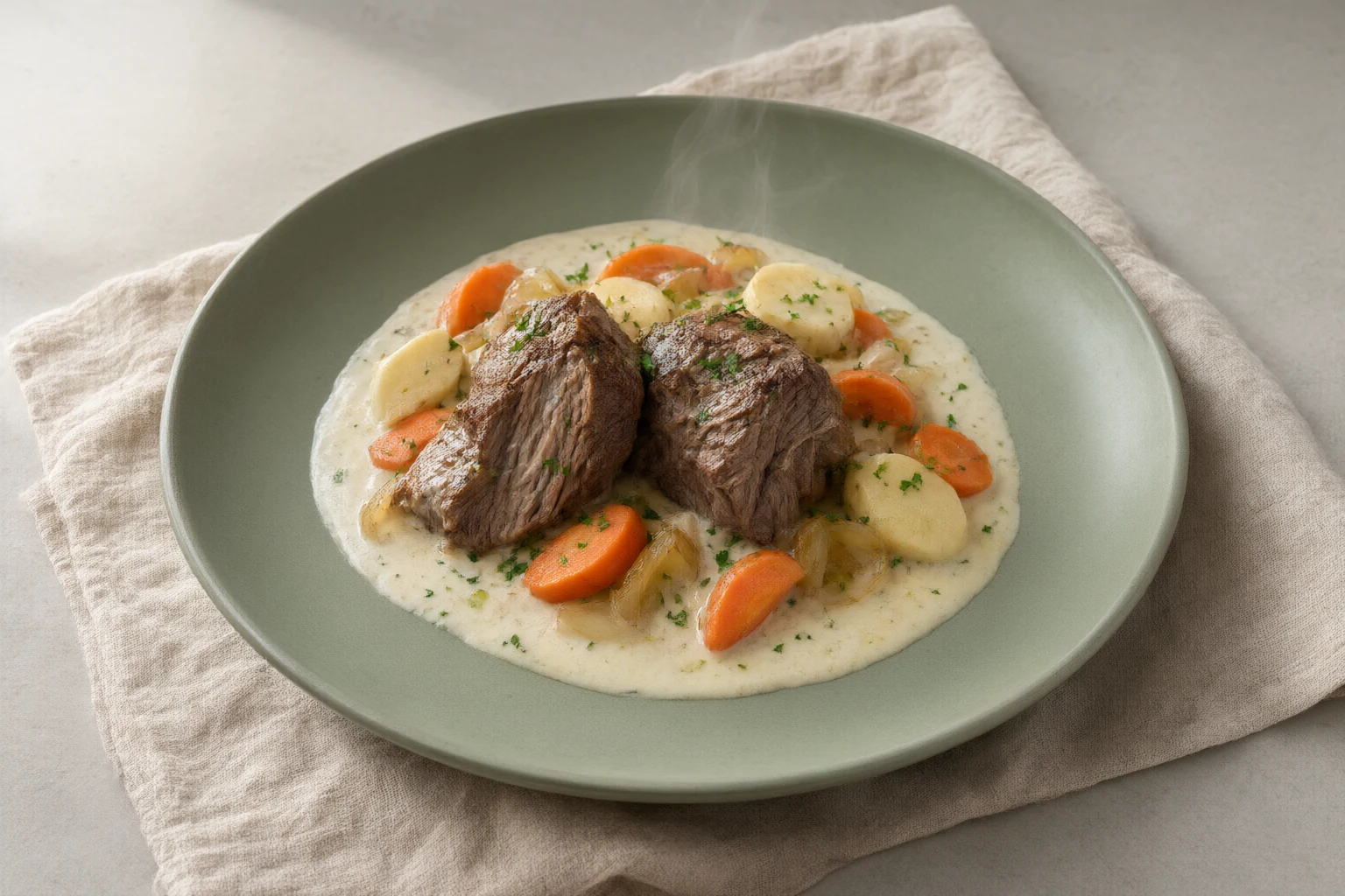 Lighter Svíčková (Czech Beef in Cream Sauce)